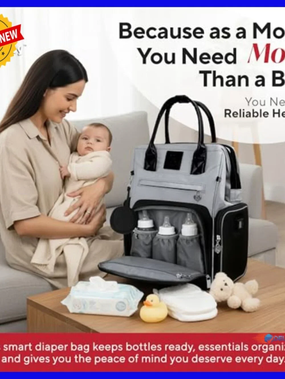 Large Waterproof Diaper Backpack with Changing Station & Bottle Warmers